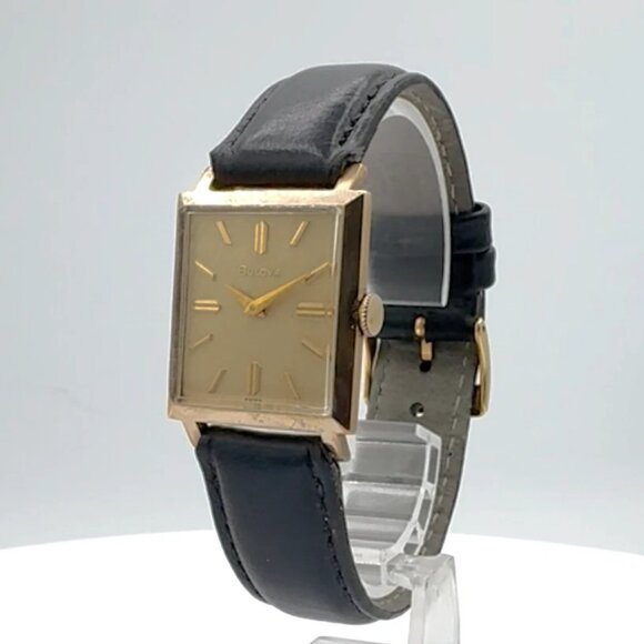 Vintage 1969 Bulova Linen Dial Men's Mechanical Wristwatch 7 BPP Swiss 10k RGP - Picture 1 of 5